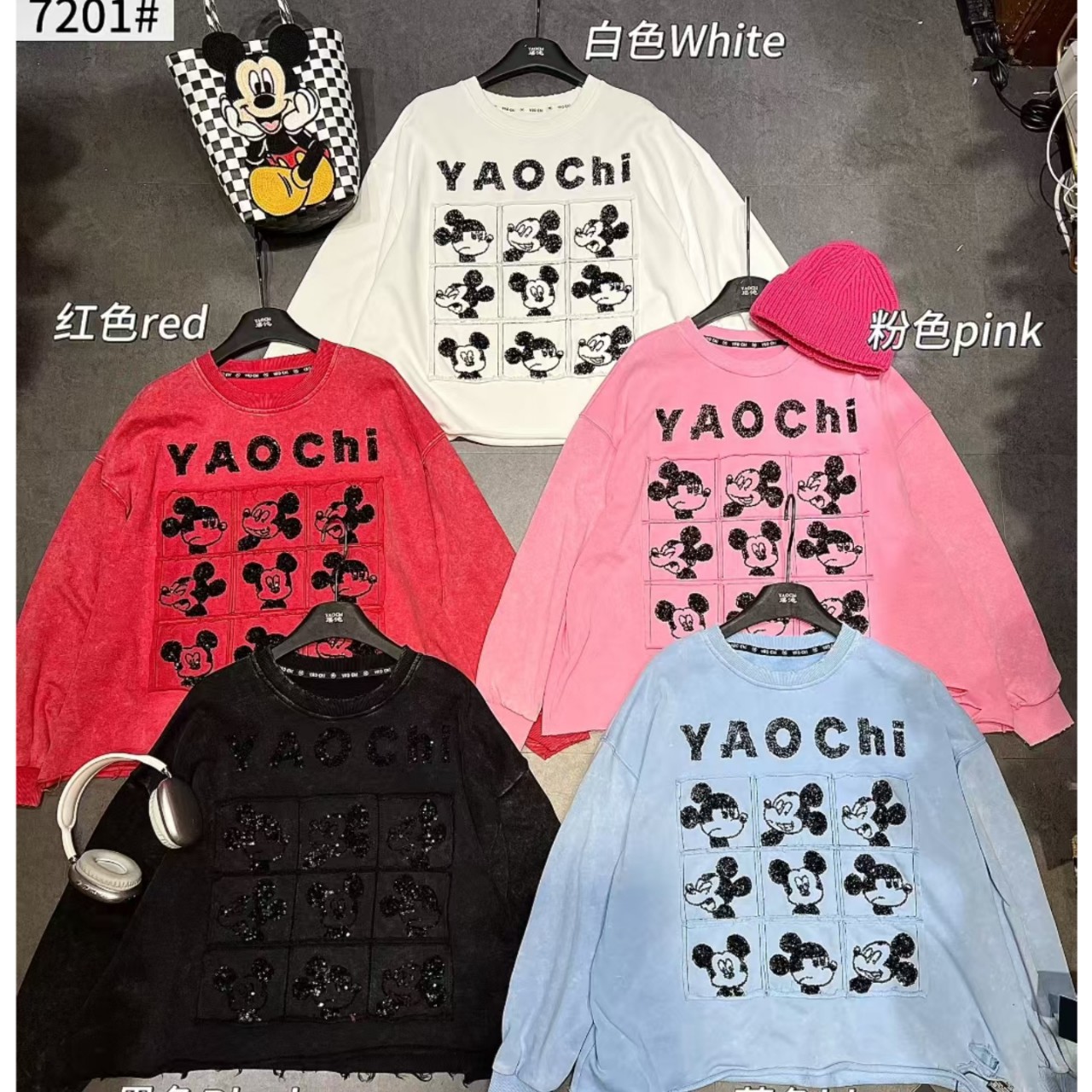 Cotton 2025 autumn Mickey new long sleeved shirt top cartoon base shirt plus size fashion heavy industry European and American women's clothing