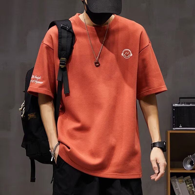 Short sleeved Hong Kong style new men's T-shirt round neck trendy brand Japanese summer loose and enlarged trend casual