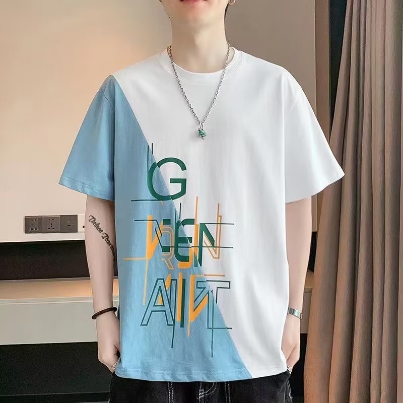 Quick drying clothes trend casual half sleeved student round neck printed top men's versatile T-shirt summer short sleeved T-shirt men