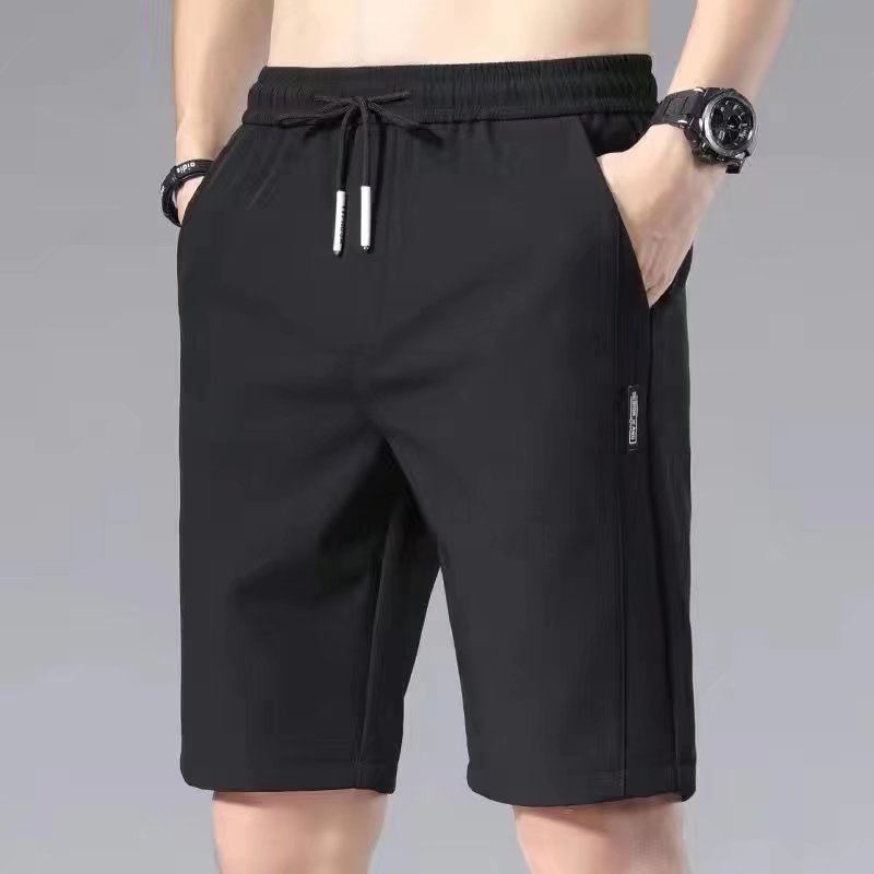 Summer thin cropped shorts for men's casual versatile shorts, ice silk loose and trendy mid length pants, and 5 horse pants