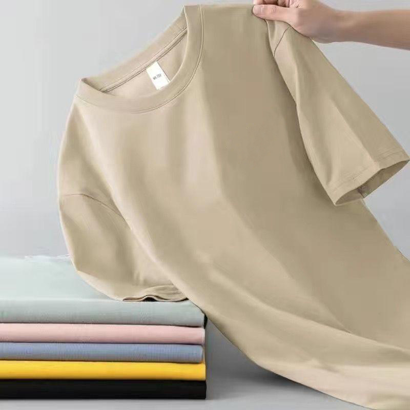2025 men's short sleeved T-shirt summer base shirt round neck versatile casual solid color plus size T-shirt trendy top