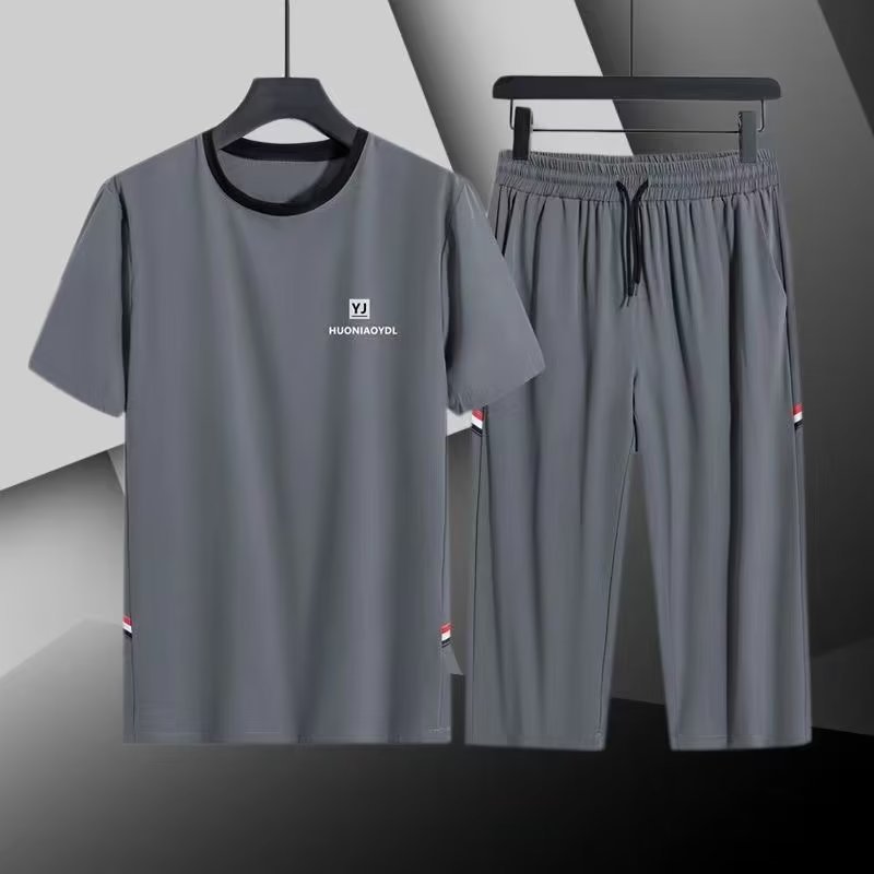 Ice quick drying versatile sports suit men's casual sports suit summer loose oversized breathable short sleeved Ice quick drying versatile sports suit men's casual sports suit summer loose oversized breathable short sleeved