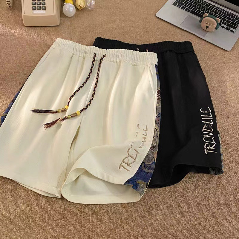 Short pants for men in summer, trendy brand, cool and stylish, embroidered sports pants, oversized loose straight leg casual cropped pants Short pants for men in summer, trendy brand, cool and stylish, embroidered sports pants, oversized loose straight leg casual cropped pants