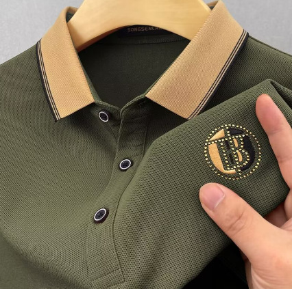 Summer POLO shirt men's short sleeved new business casual collar versatile loose T-shirt foreign trade embroidery top trend Summer POLO shirt men's short sleeved new business casual collar versatile loose T-shirt foreign trade embroidery top trend