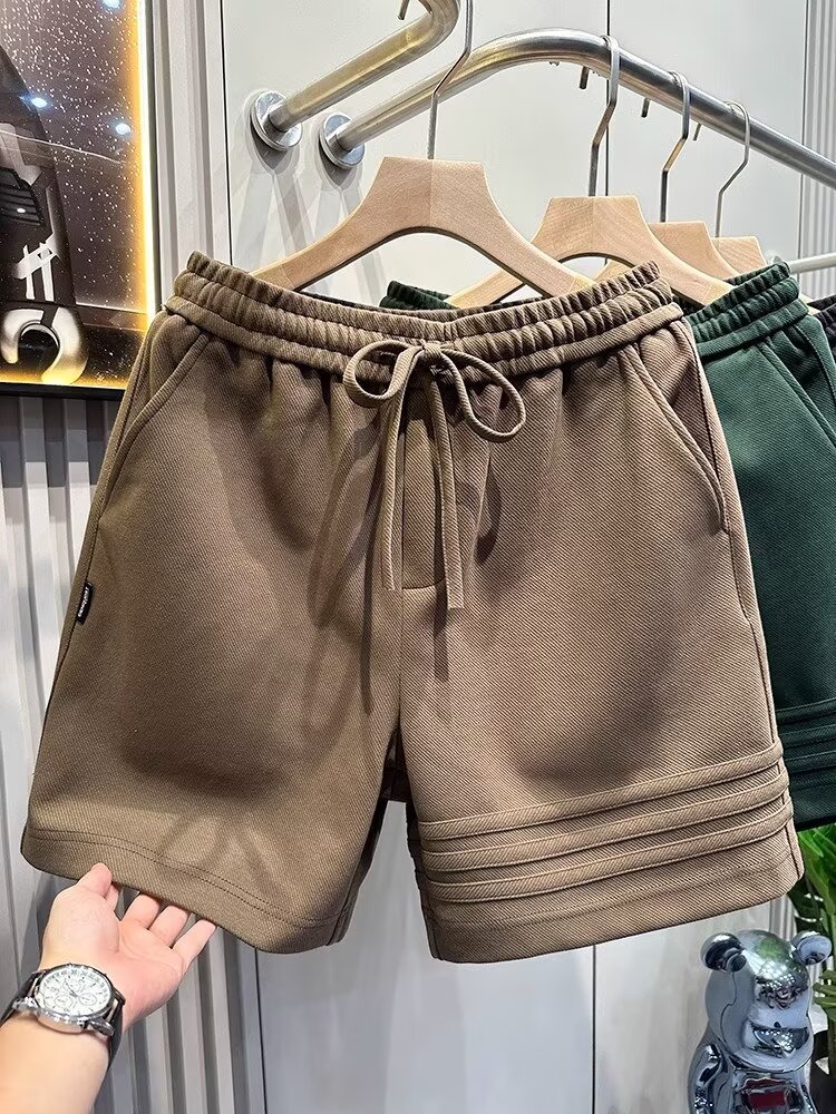 Three bar design high-end heavyweight sports casual shorts men's pants summer loose five quarter pants American sweatpants Three bar design high-end heavyweight sports casual shorts men's pants summer loose five quarter pants American sweatpants