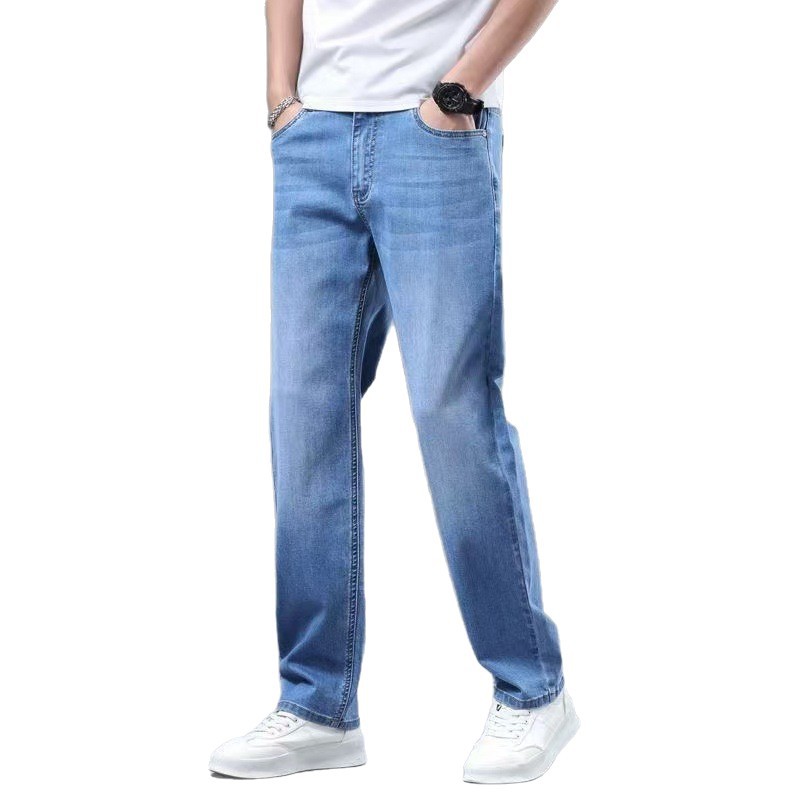 Wholesale autumn and winter new Korean style trendy loose elastic versatile straight leg casual pants jeans for men cross-border