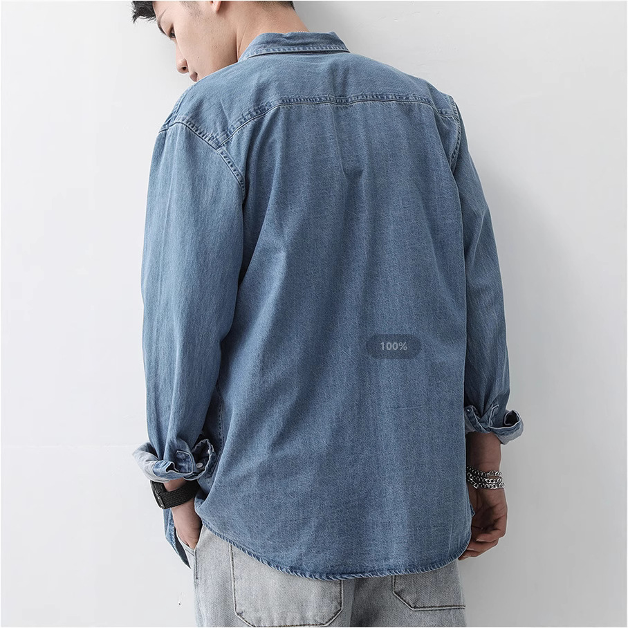 Autumn men's long sleeved trendy versatile men's solid color shirt casual workwear shirt loose and fashionable Autumn men's long sleeved trendy versatile men's solid color shirt casual workwear shirt loose and fashionable