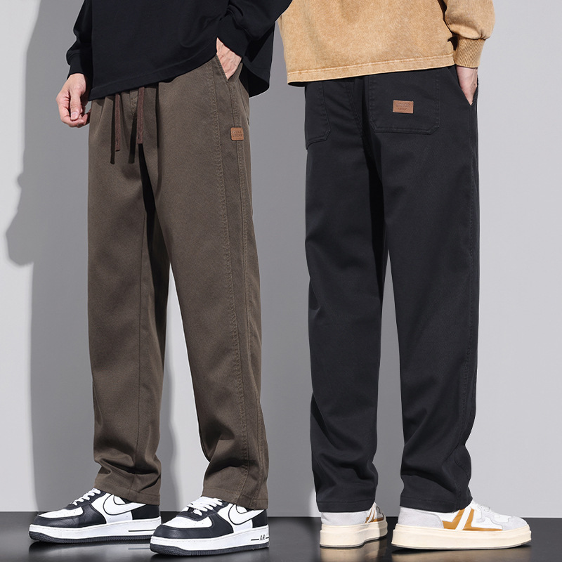 2025 Spring/Autumn New Loose Casual Pants for Men, Thickened Straight Leg Work Pants for Men, Versatile Wide Leg Long Pants