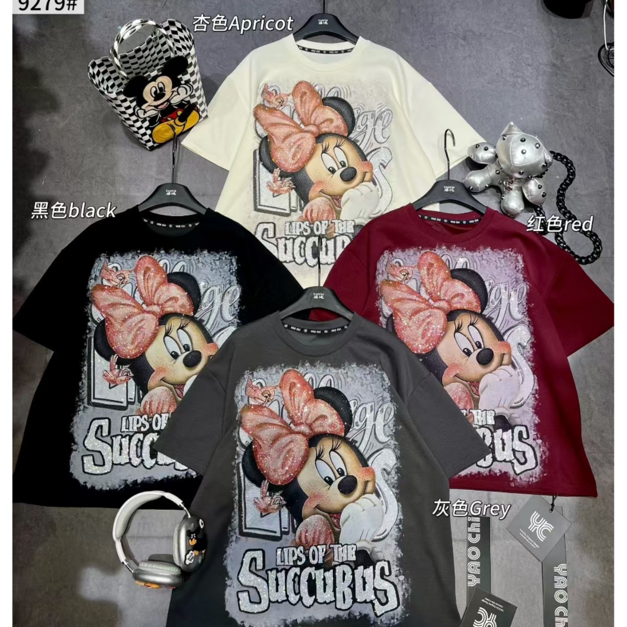 Cross border cartoon plus size short sleeved trendy top, cute Minnie, medium to long loose short sleeved T-shirt, autumn and winter new style