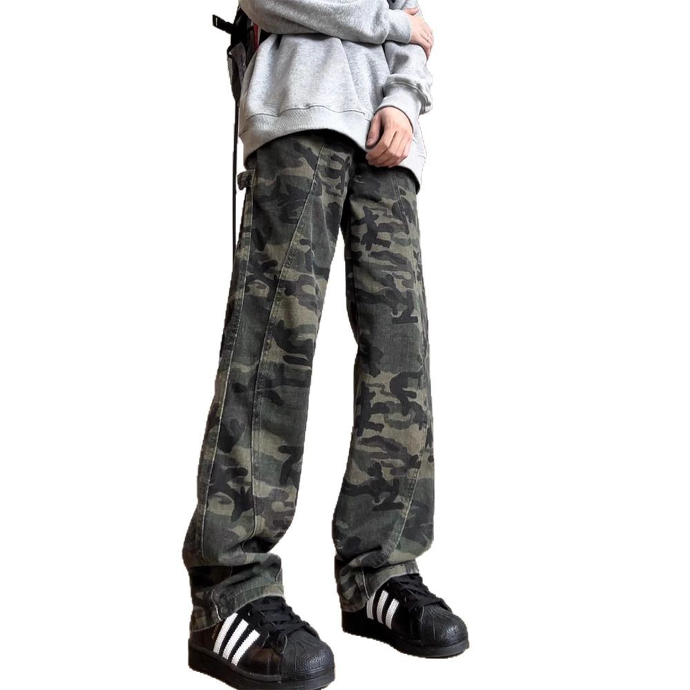 Camouflage workwear jeans for boys, American high street retro pants, loose straight leg trendy Yixuan clothing Camouflage workwear jeans for boys, American high street retro pants, loose straight leg trendy Yixuan clothing