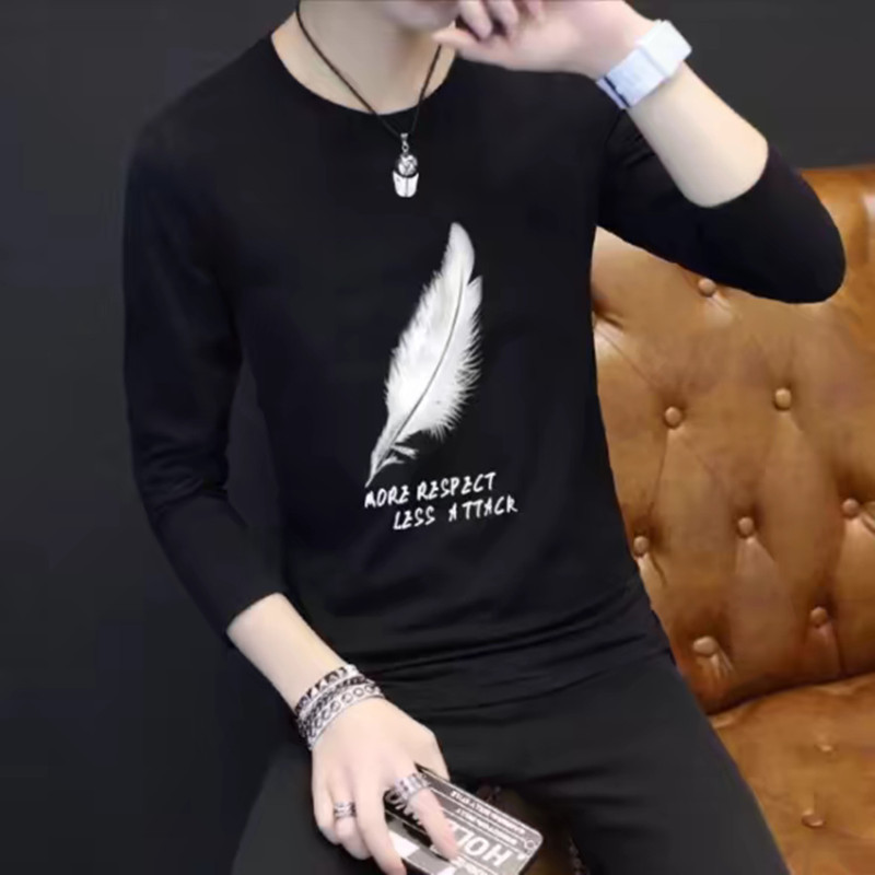 Long sleeved T-shirt for men, 2019 new autumn trend clothing, printed long sleeved men's autumn clothing, thin design, long T-shirt, Korean version, slim fit