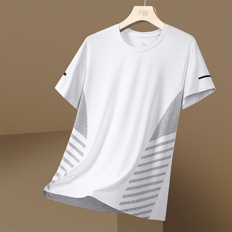 Source factory short sleeved T-shirt for men's summer ice silk versatile half sleeved men's casual T-shirt for men's quick drying clothes T