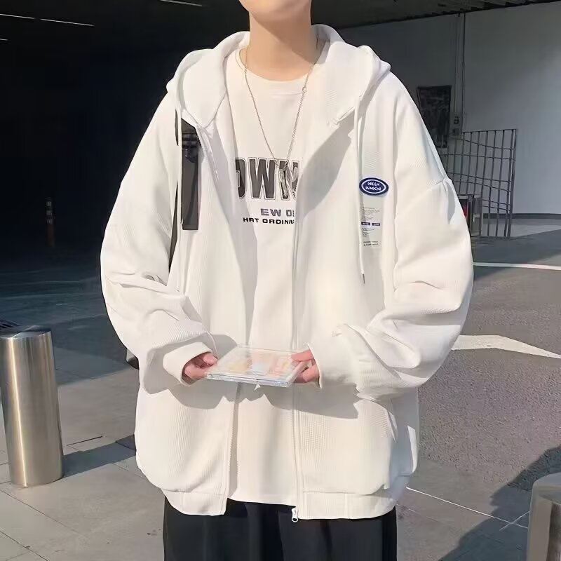 Clothing Korean casual hooded zipper sweatshirt men's autumn versatile loose fit slimming lazy cardigan jacket Clothing Korean casual hooded zipper sweatshirt men's autumn versatile loose fit slimming lazy cardigan jacket