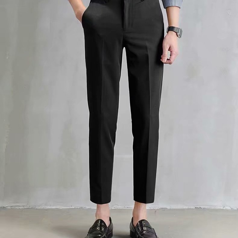 Black shorts men's cropped straight leg slim fit small foot casual Korean style trendy and stylish suit pants Black shorts men's cropped straight leg slim fit small foot casual Korean style trendy and stylish suit pants