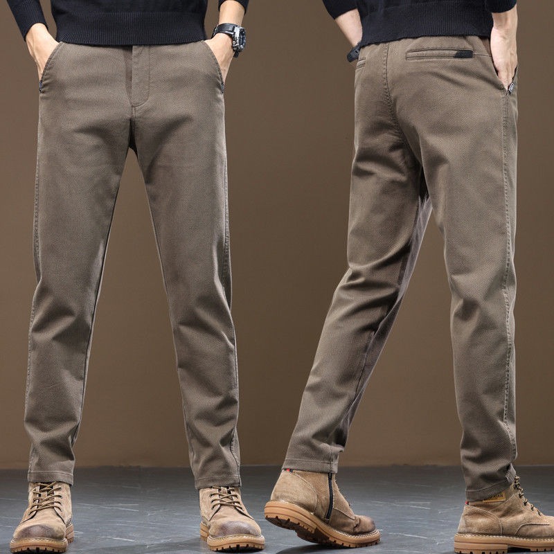 Straight leg pants, elastic loose men's pants, spring and autumn new styles, casual men's hot items, business slim fit men's light luxury