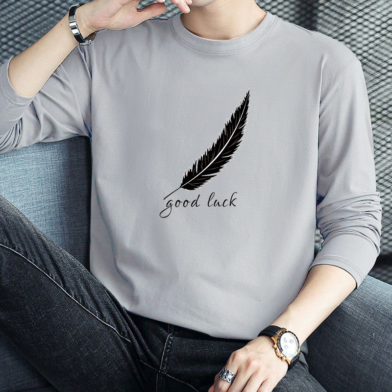 Long sleeved T-shirt for men, 2024 autumn new Korean edition plus size trendy men's long sleeved base T-shirt, street vendor source