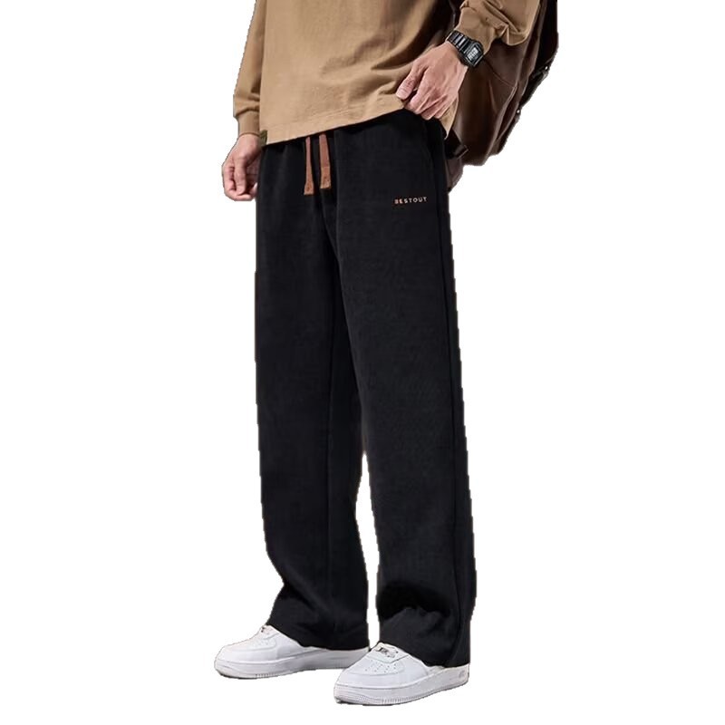 Foreign trade trend loose wide leg casual pants for men in spring and autumn styles, men's corduroy straight leg pants, men's pants