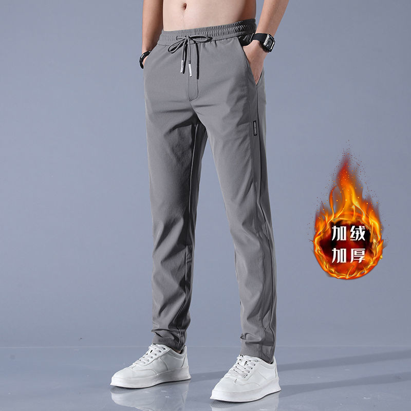 New autumn and winter clothing with black label and fleece pants for men's wear, Korean version, large size, thick, business and foreign trade spot pants New autumn and winter clothing with black label and fleece pants for men's wear, Korean version, large size, thick, business and foreign trade spot pants