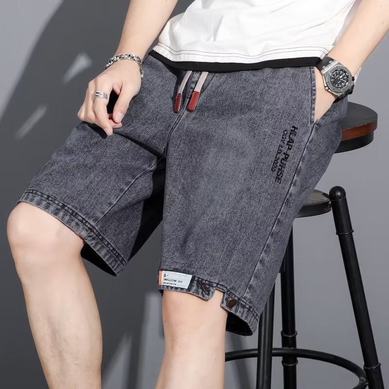 Cowboy shorts, men's Hong Kong trend brand seven quarter pants, loose retro versatile straight leg pants, trendy and handsome Cowboy shorts, men's Hong Kong trend brand seven quarter pants, loose retro versatile straight leg pants, trendy and handsome