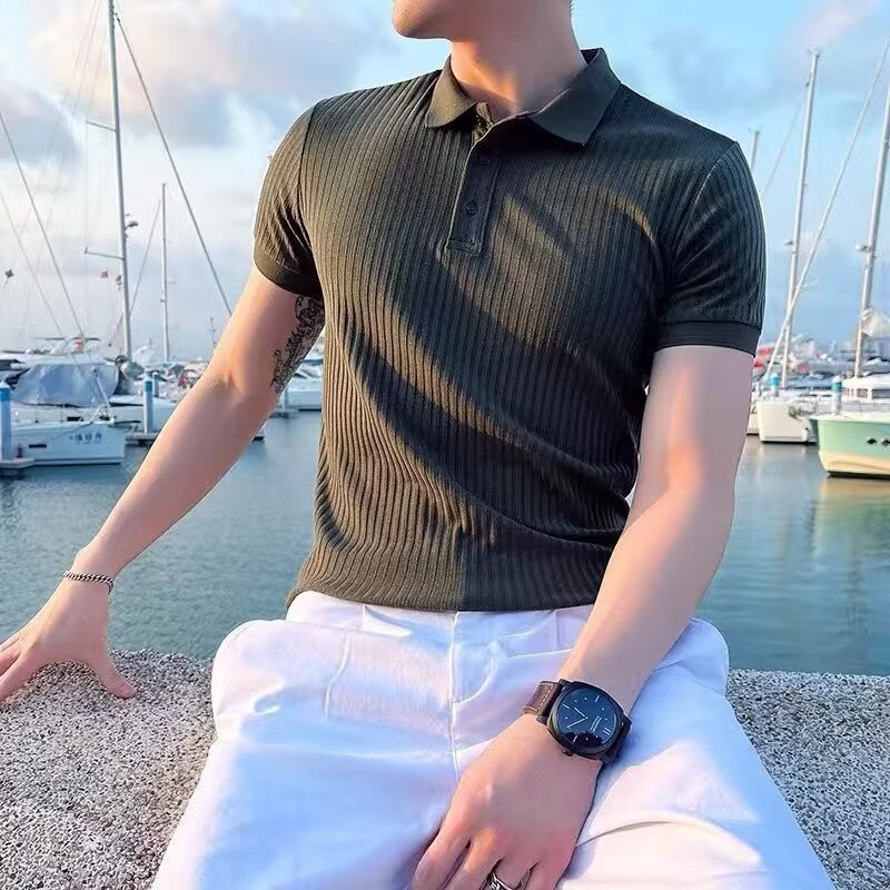 Men's short sleeved POLO summer light luxury business casual top embroidered lapel for middle-aged and young men's clothing T Men's short sleeved POLO summer light luxury business casual top embroidered lapel for middle-aged and young men's clothing T