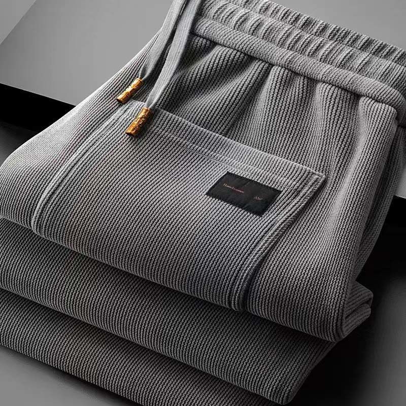 Corduroy straight leg loose casual pants for men in autumn and winter, versatile in plus size, outerwear with added velvet sports pants, casual men's pants