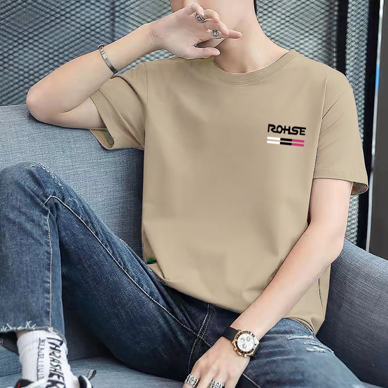 2024 men's short sleeved T-shirt summer base shirt round neck versatile casual ins T-shirt plus size T-shirt trendy source