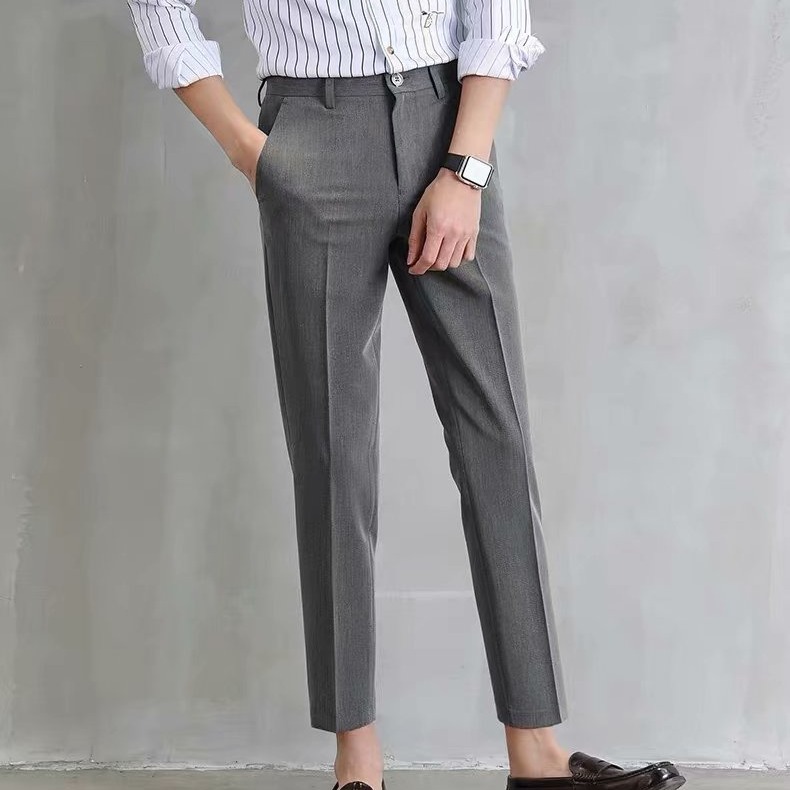 Black shorts men's cropped straight leg slim fit small foot casual Korean style trendy and stylish suit pants Black shorts men's cropped straight leg slim fit small foot casual Korean style trendy and stylish suit pants