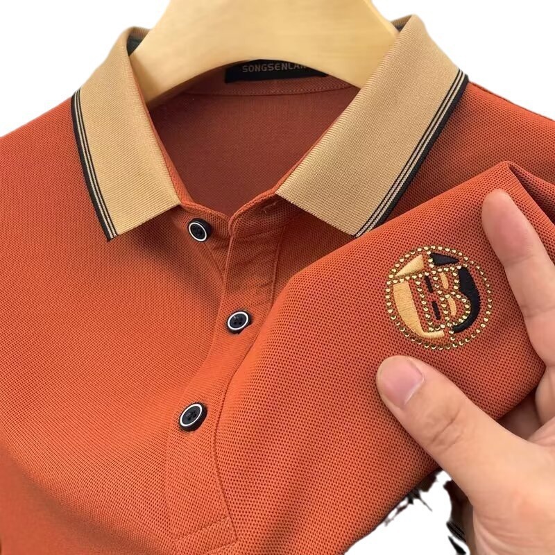 Summer POLO shirt men's short sleeved new business casual collar versatile loose T-shirt foreign trade embroidery top trend Summer POLO shirt men's short sleeved new business casual collar versatile loose T-shirt foreign trade embroidery top trend