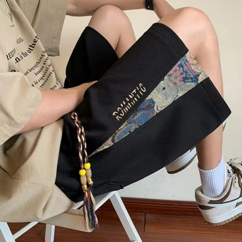 Short pants for men in summer, trendy brand, cool and stylish, embroidered sports pants, oversized loose straight leg casual cropped pants Short pants for men in summer, trendy brand, cool and stylish, embroidered sports pants, oversized loose straight leg casual cropped pants