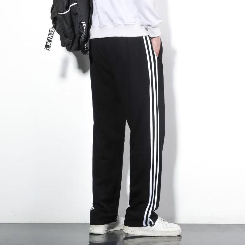 Loose fitting straight leg casual pants for men in spring and summer, new three bar school uniform pants, thin and oversized long pants Loose fitting straight leg casual pants for men in spring and summer, new three bar school uniform pants, thin and oversized long pants