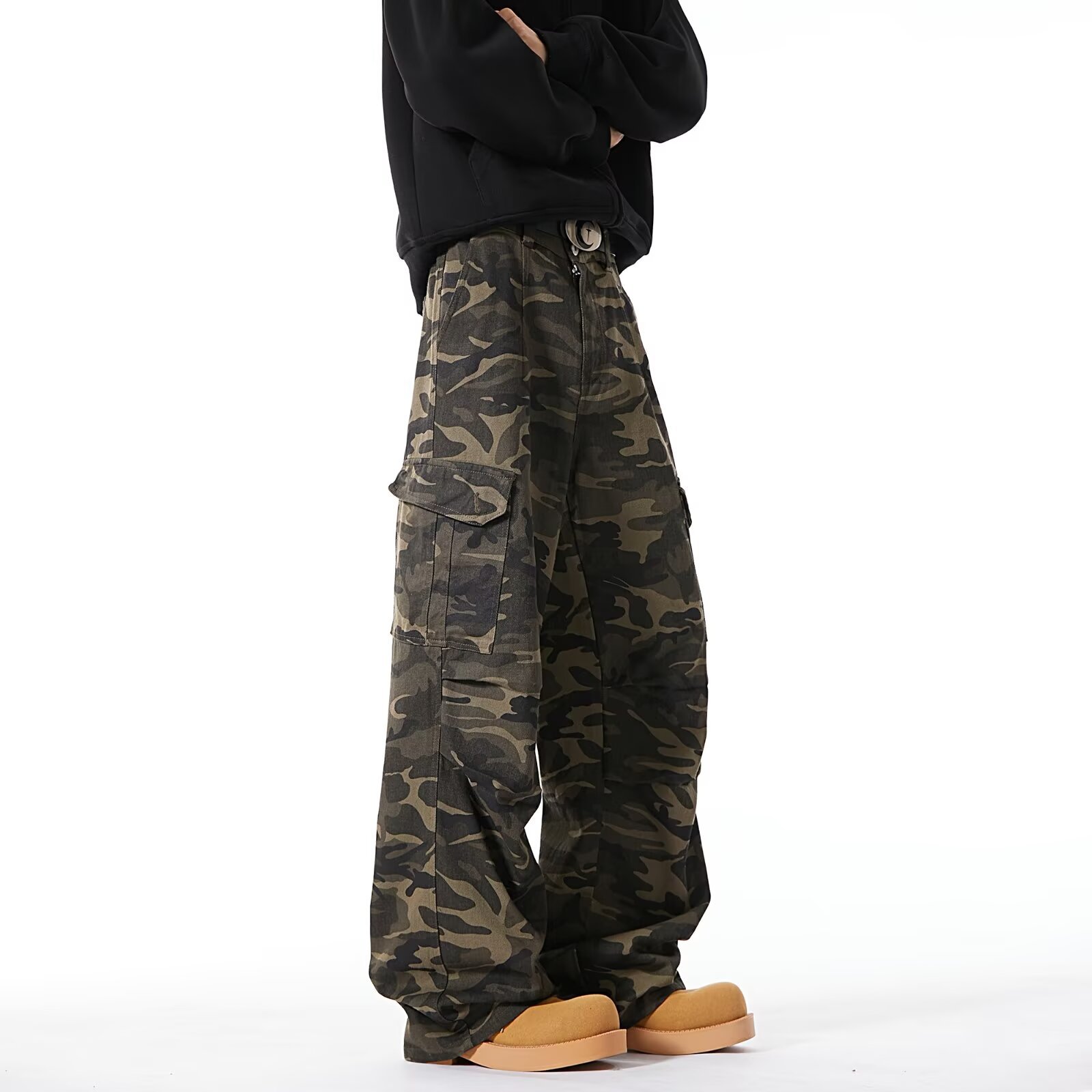Clothing camouflage wide leg workwear long pants American high street loose straight tube foreign trade spot wholesale jeans