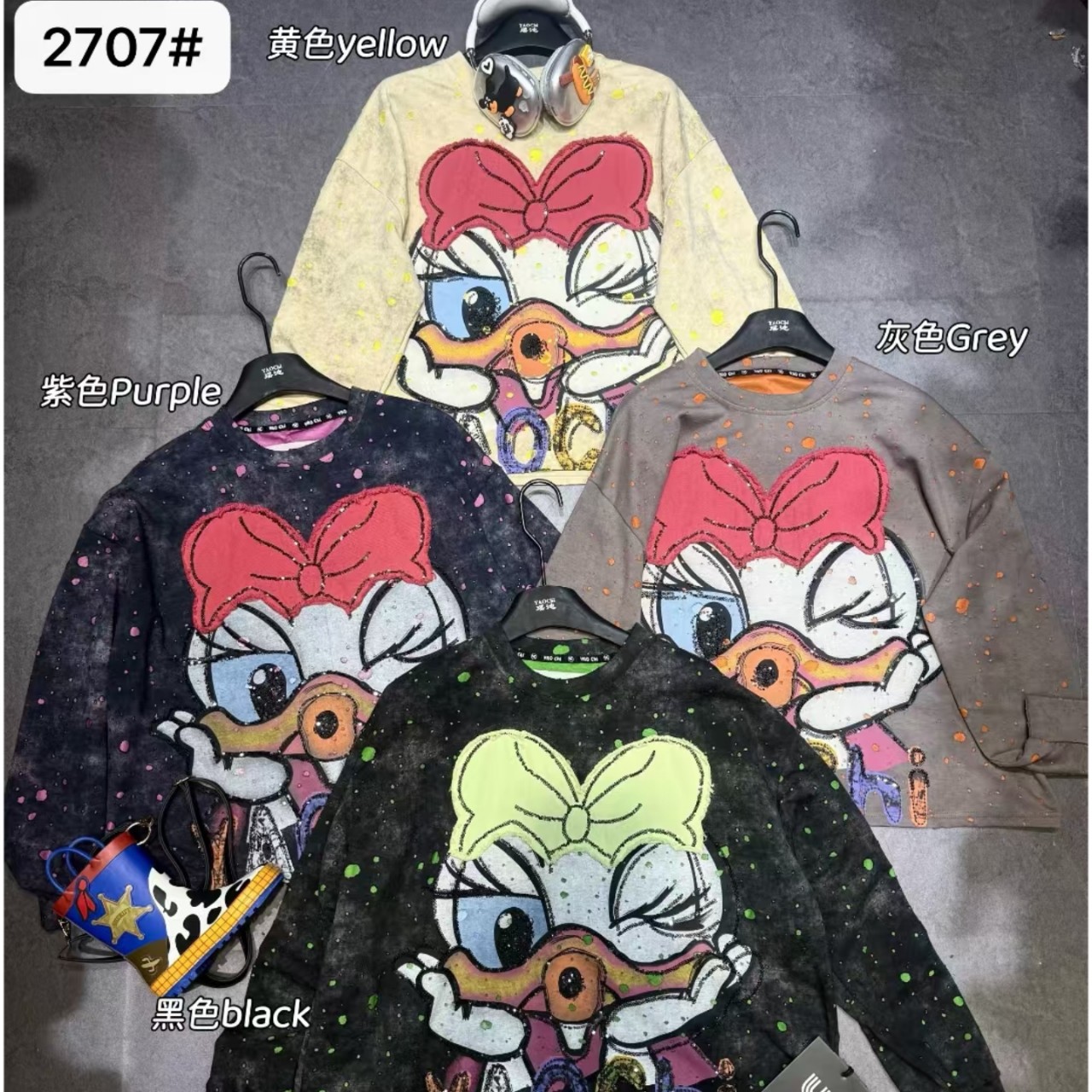 Trendy brand 2025 autumn new loose long sleeved women's printed plus size hoodie cartoon top from Europe and America