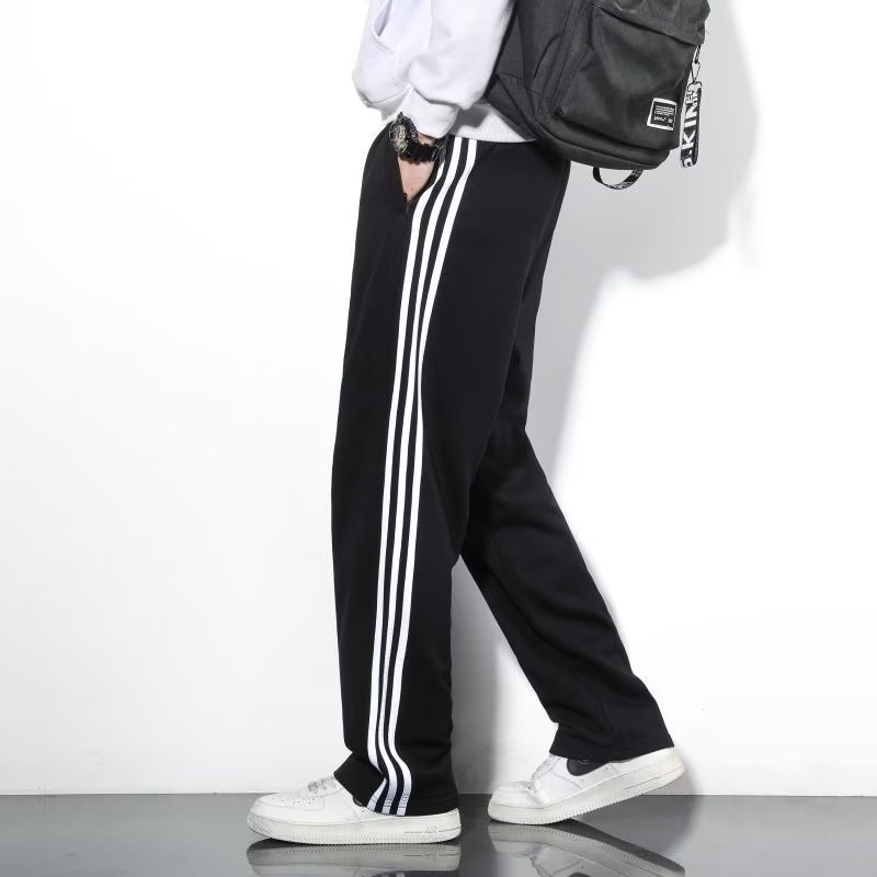 Loose fitting straight leg casual pants for men in spring and summer, new three bar school uniform pants, thin and oversized long pants Loose fitting straight leg casual pants for men in spring and summer, new three bar school uniform pants, thin and oversized long pants