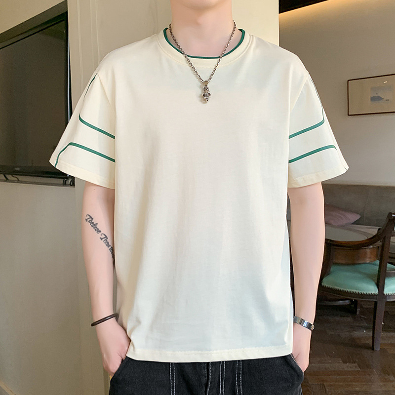 Men's T-shirt loose trendy brand fat loose high-end half sleeved plus size men's summer short sleeved men's