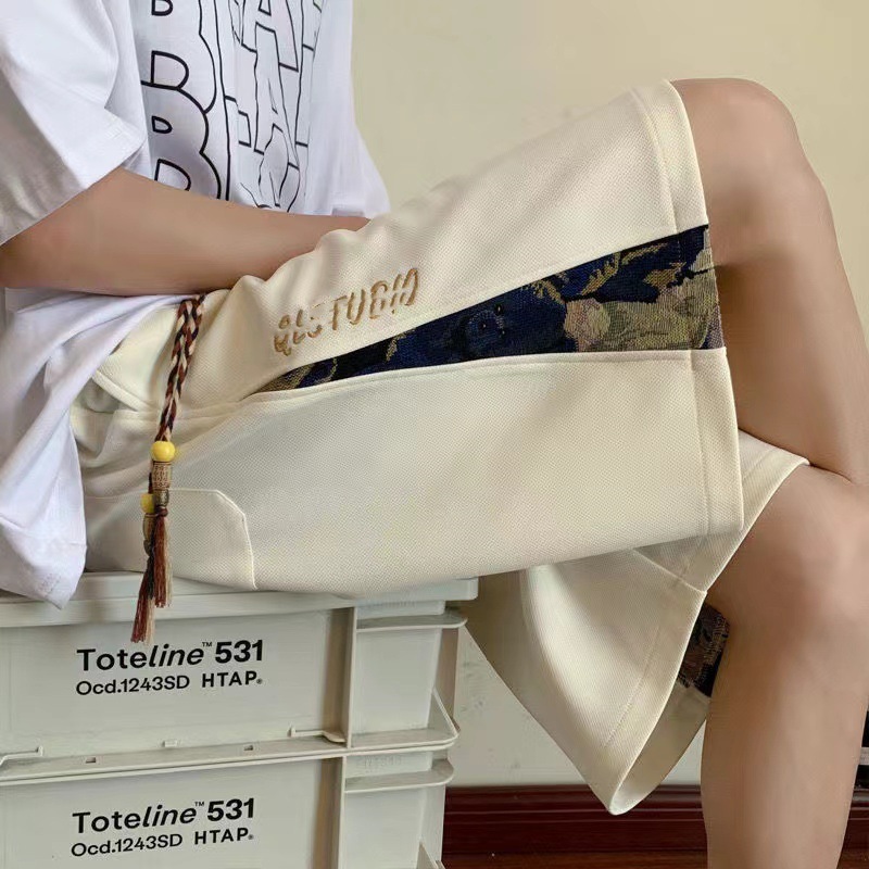 Short pants for men in summer, trendy brand, cool and stylish, embroidered sports pants, oversized loose straight leg casual cropped pants Short pants for men in summer, trendy brand, cool and stylish, embroidered sports pants, oversized loose straight leg casual cropped pants