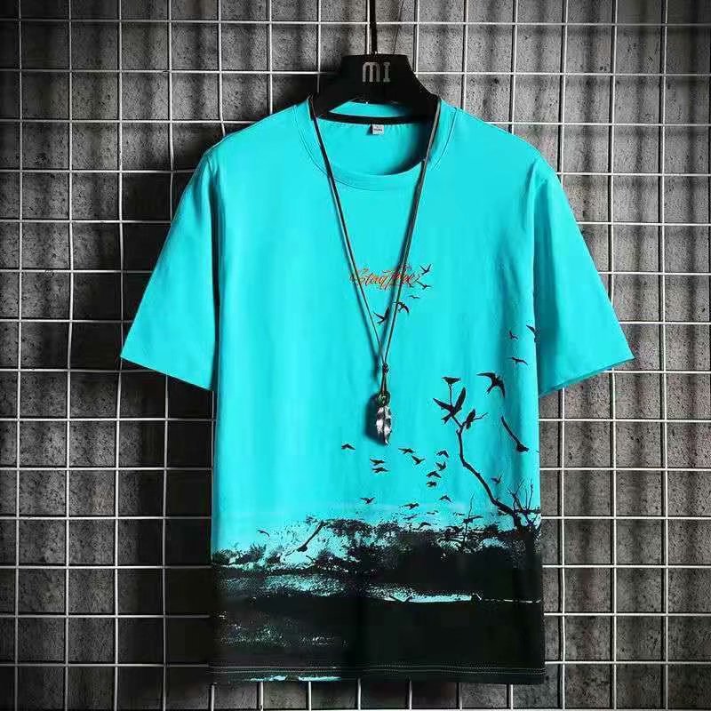 Cross border foreign trade t-shirt men ins Hong Kong style minimalist trend men's short sleeved top 2023 summer new half sleeved body