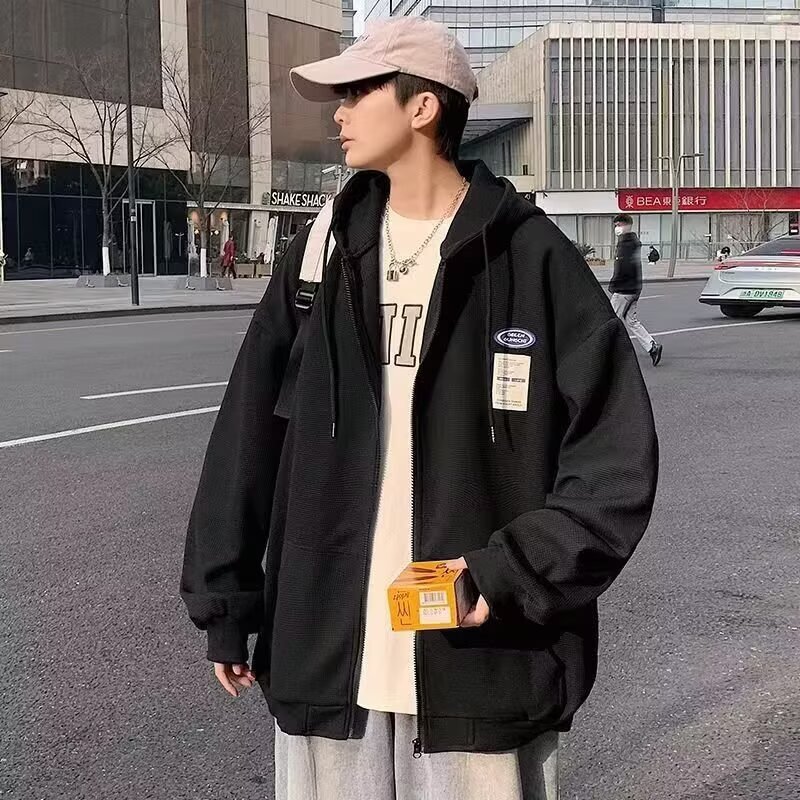 Clothing Korean casual hooded zipper sweatshirt men's autumn versatile loose fit slimming lazy cardigan jacket Clothing Korean casual hooded zipper sweatshirt men's autumn versatile loose fit slimming lazy cardigan jacket