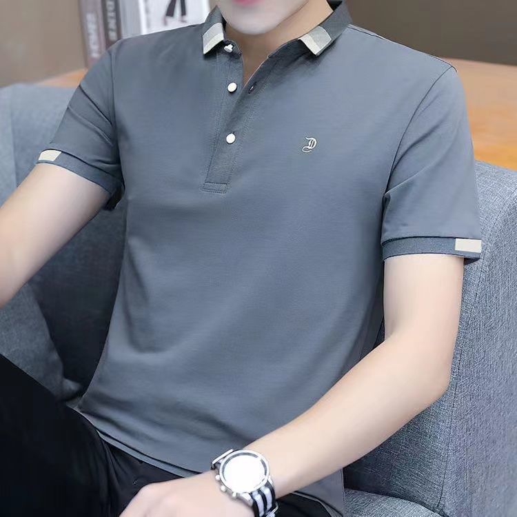 Manufacturer direct sales new short sleeved polo shirt men's casual loose oversized top dad embroidery men's half sleeved top Manufacturer direct sales new short sleeved polo shirt men's casual loose oversized top dad embroidery men's half sleeved top