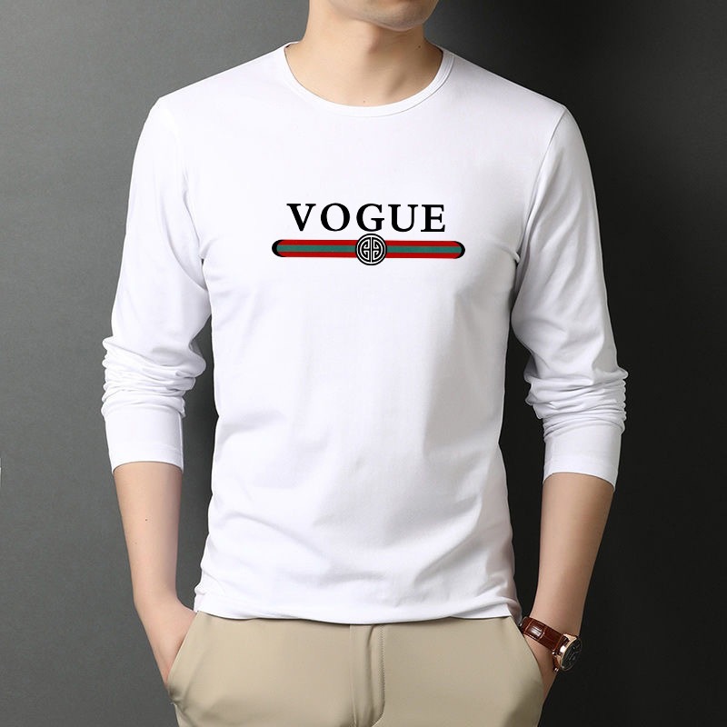 Manufacturer direct sales long sleeved men's autumn thin fashion printed round neck T-shirt men's autumn versatile slim fit base shirt