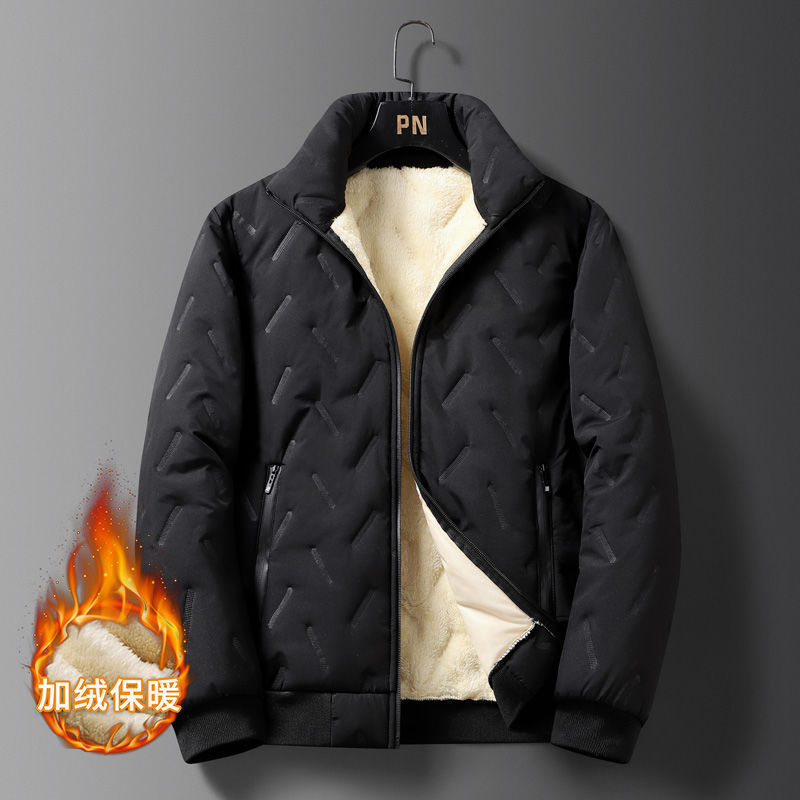 Thickened cotton jacket with added fleece, winter cross-border jacket for men, lamb fleece cotton jacket, winter jacket, windproof and waterproof cotton
