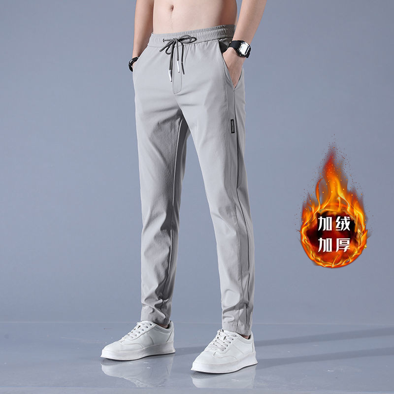 New autumn and winter clothing with black label and fleece pants for men's wear, Korean version, large size, thick, business and foreign trade spot pants New autumn and winter clothing with black label and fleece pants for men's wear, Korean version, large size, thick, business and foreign trade spot pants
