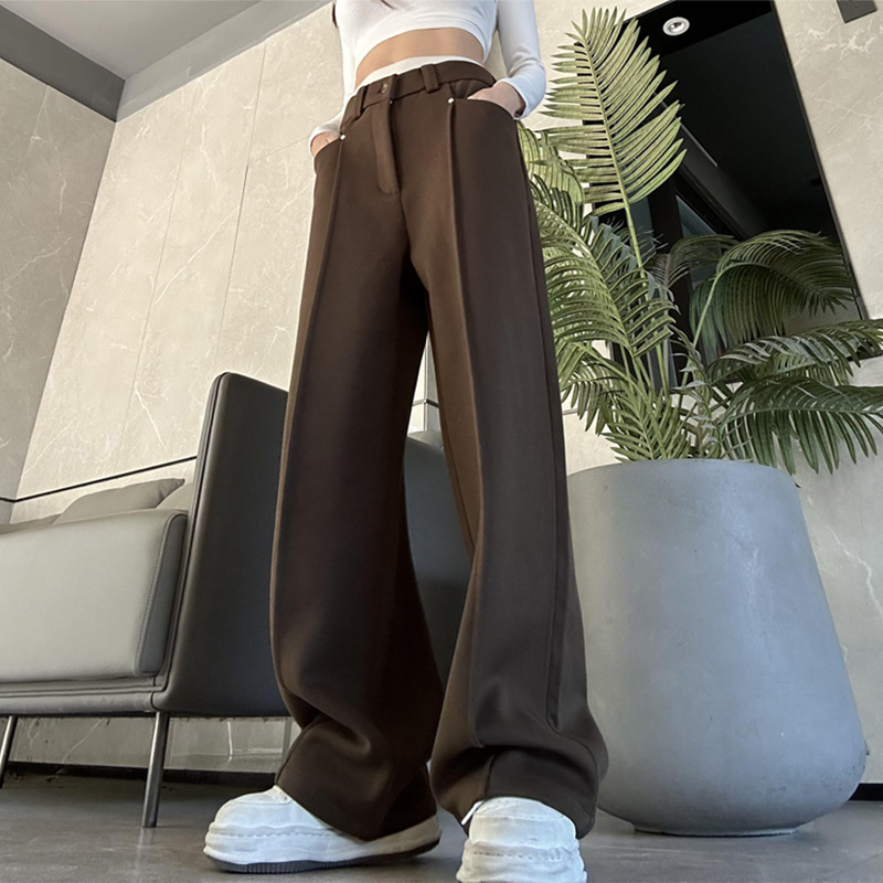 Spring new casual pants for men, loose and wide leg pants, trendy and versatile, simple western-style pants, men's straight leg pants