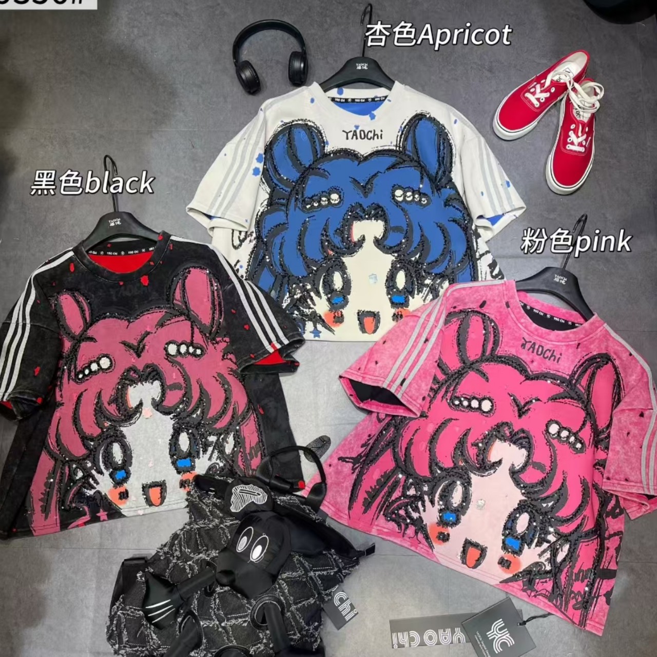 Large size autumn hoodie for women 2025 autumn new style loose short sleeved outerwear trendy cartoon