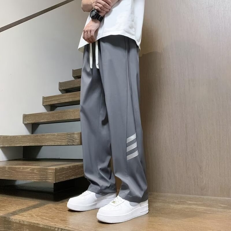 2024 pants men's high street trendy brand design sense niche cropped pants straight leg casual pants spring and autumn trend Korean version