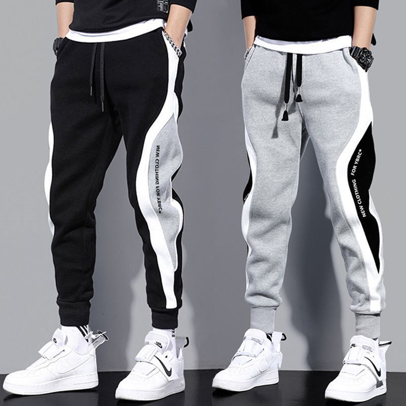 Velvet pants for men, autumn and winter new style, thickened, warm, fashionable, spliced, contrasting color, trendy embroidery, English ankle binding sweatpants Velvet pants for men, autumn and winter new style, thickened, warm, fashionable, spliced, contrasting color, trendy embroidery, English ankle binding sweatpants