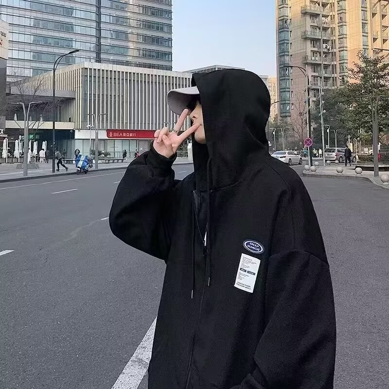 Clothing Korean casual hooded zipper sweatshirt men's autumn versatile loose fit slimming lazy cardigan jacket Clothing Korean casual hooded zipper sweatshirt men's autumn versatile loose fit slimming lazy cardigan jacket