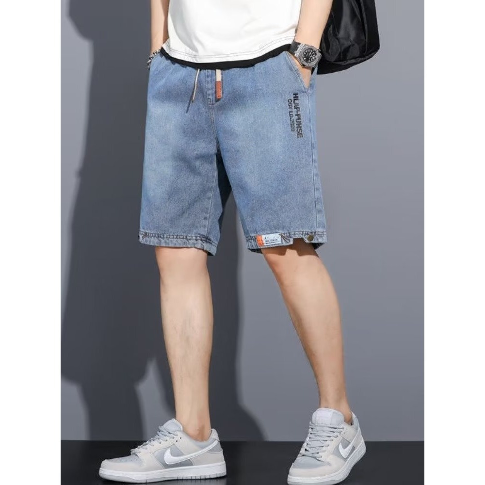 Cowboy shorts, men's Hong Kong trend brand seven quarter pants, loose retro versatile straight leg pants, trendy and handsome Cowboy shorts, men's Hong Kong trend brand seven quarter pants, loose retro versatile straight leg pants, trendy and handsome