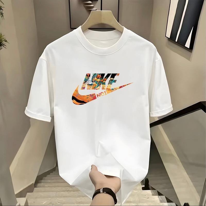 Summer new printed short sleeved T-shirt for men, breathable round neck slim fit base shirt, versatile casual quick drying sports top