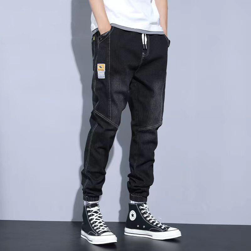 Jeans men's spring and autumn new style plus size trendy brand workwear loose nine quarter pants Haren casual ankle binding Jeans men's spring and autumn new style plus size trendy brand workwear loose nine quarter pants Haren casual ankle binding