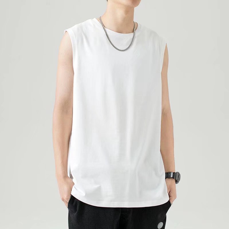 Men's vest, summer sleeveless T-shirt, running, fitness, wide shoulder, inner wear, base shirt, solid color, breathable, quick drying
